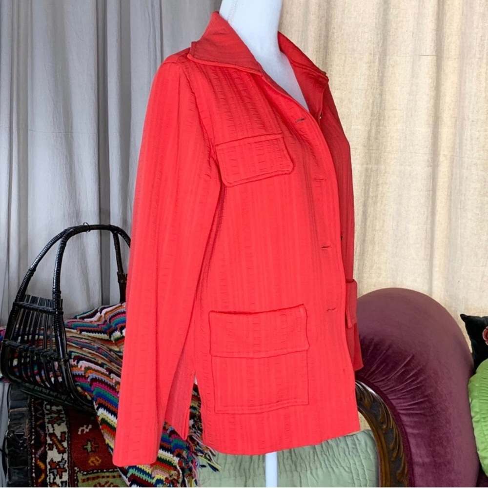 70s Red Polyester Jacket - Picture 2 of 7